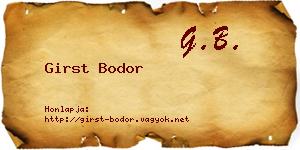 Girst Bodor névjegykártya